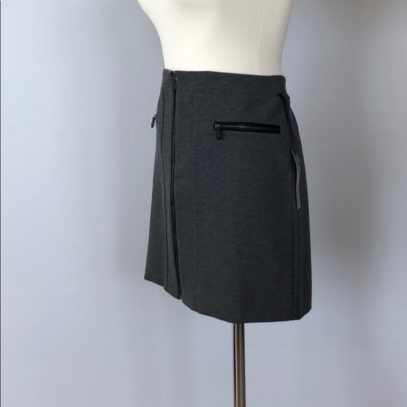 NWT WHBM Zipper Gray Ponte Stretch Mini Skirt 4 - Picture 8 of 16